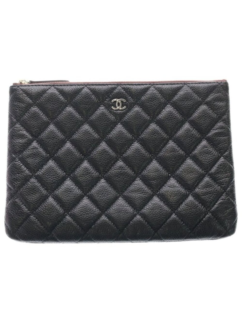 Chanel Quilted Clutch Caviar Leather Black